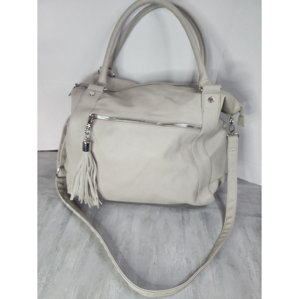 Steve Madden Faux Leather Gray Purse Large Tassled FLAWS READ